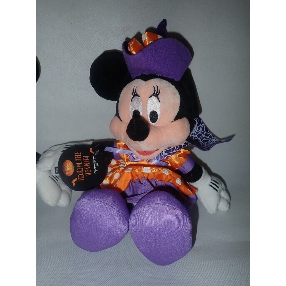 Hallmark‎ Halloween Disney Count Mickey And Witch Minnie Plush 13" New - Picture 3 of 6
